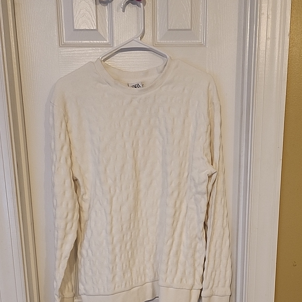 Cozy White Sweater,Zara brand,Cream